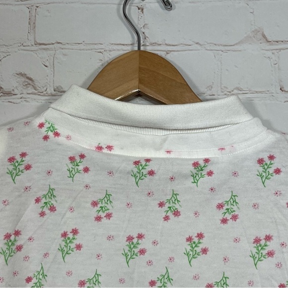 Vintage Ashleigh Morgan Shirt Womens Large White Floral Collared Shoulder Pads - Picture 12 of 12
